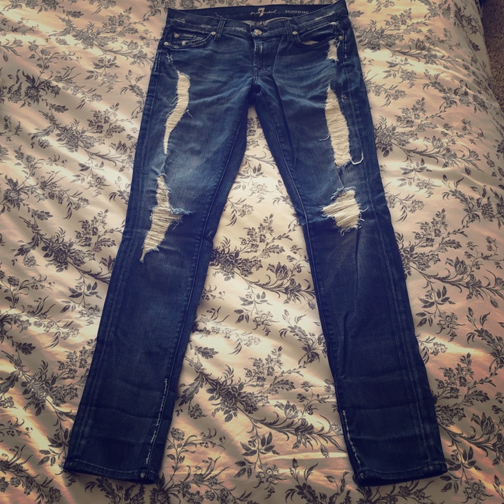 7 For All Mankind Roxanne Distressed Skinny Jeans